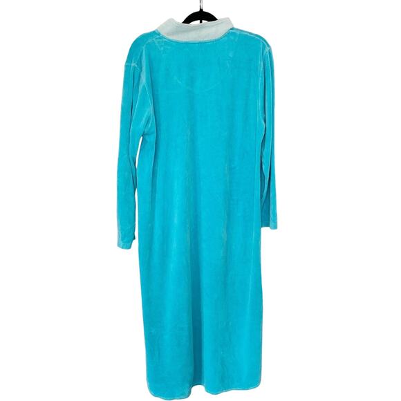 DISNEY Vintage Winnie Pooh Christmas Maxi Nightgown Pullover Robe Blue Womens L - Picture 5 of 9